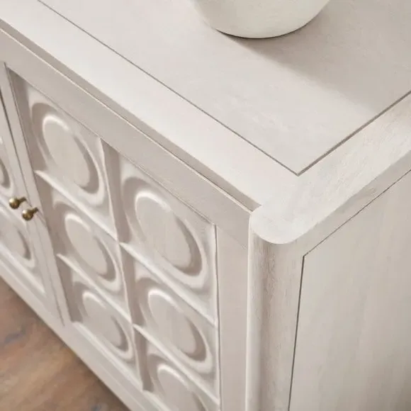 Extra Wide Sideboard with Storage - White, Mango Wood