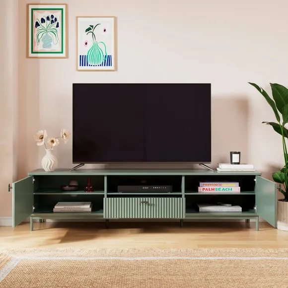 Extra Wide TV Unit with Cable Management - Green