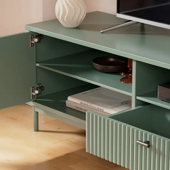 Extra Wide TV Unit with Cable Management - Green