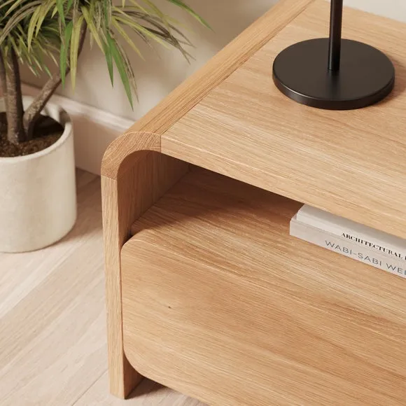 Extra Wide TV Unit with Shelves - Light Oak