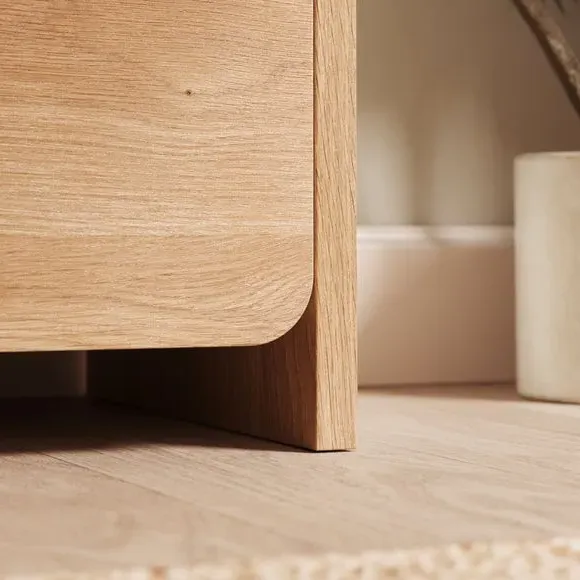 Extra Wide TV Unit with Shelves - Light Oak