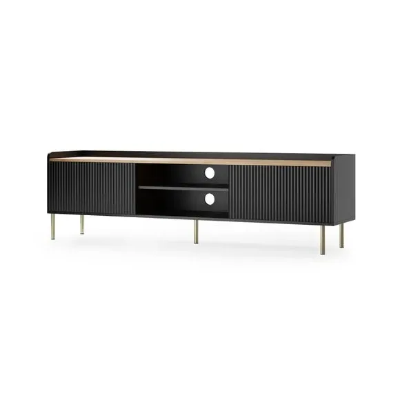 Extra Wide TV Unit with Storage - Black