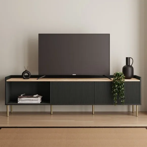 Extra Wide TV Unit with Storage - Black