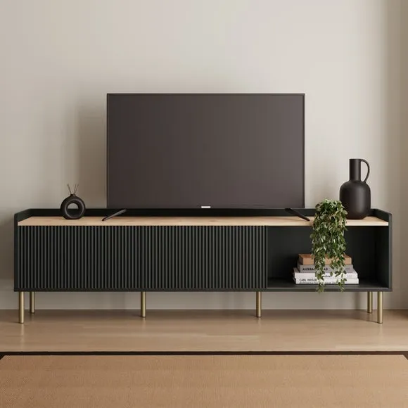 Extra Wide TV Unit with Storage - Black