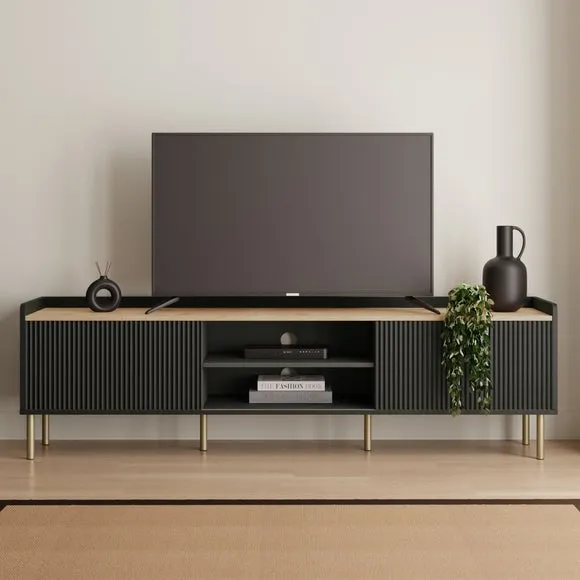 Extra Wide TV Unit with Storage - Black image