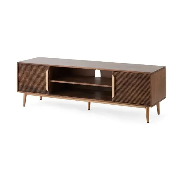 Extra Wide TV Unit with Storage - Dark Brown, Mango