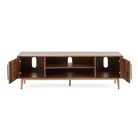 Extra Wide TV Unit with Storage - Dark Brown, Mango