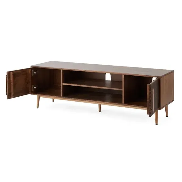 Extra Wide TV Unit with Storage - Dark Brown, Mango