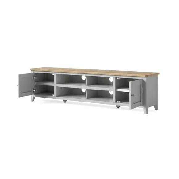 Extra Wide TV Unit with Storage - Grey, Wood