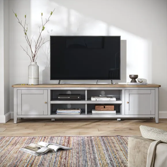 Extra Wide TV Unit with Storage - Grey, Wood image