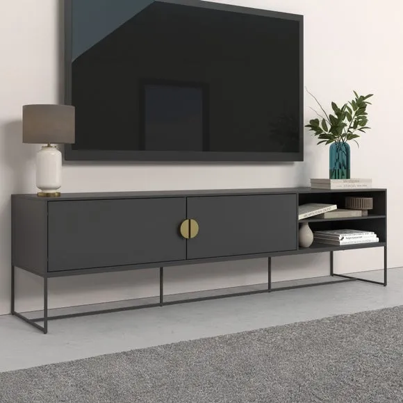 Extra Wide TV Unit with Storage - Grey, Wood image