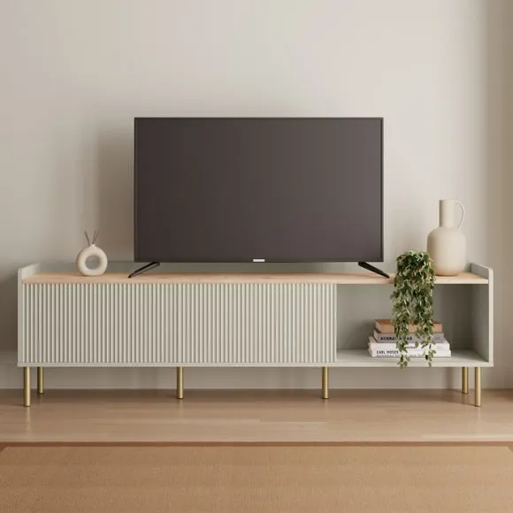 Extra Wide TV Unit with Storage - Natural