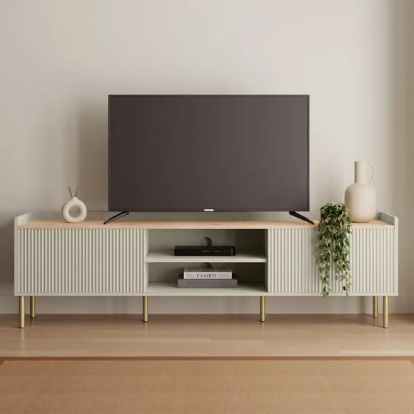 Extra Wide TV Unit with Storage - Natural