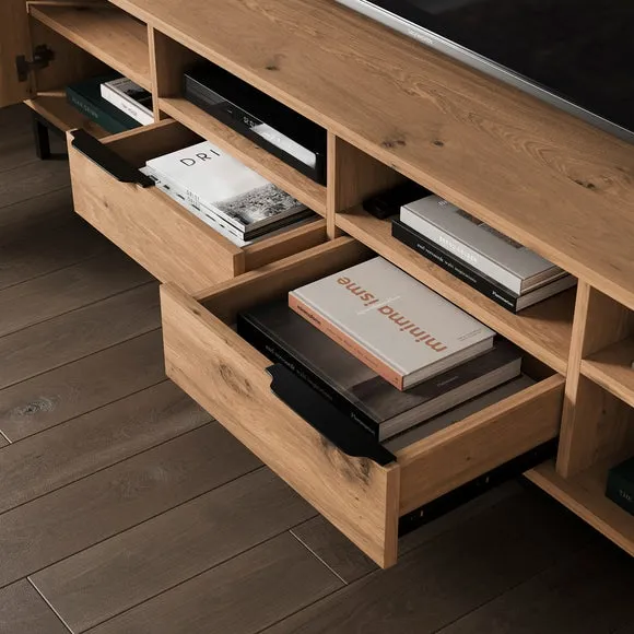 Extra Wide TV Unit with Storage - Oak Effect