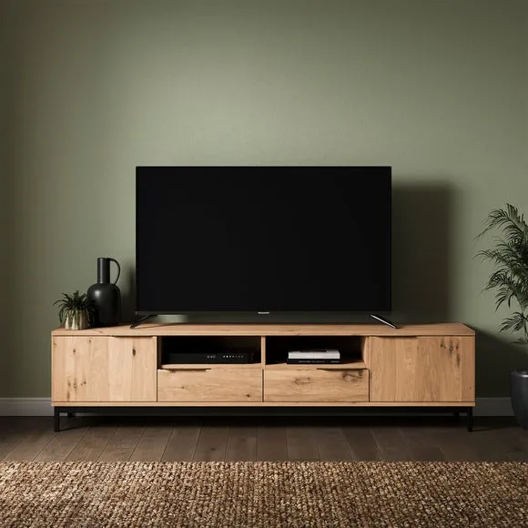 Extra Wide TV Unit with Storage - Oak Effect image