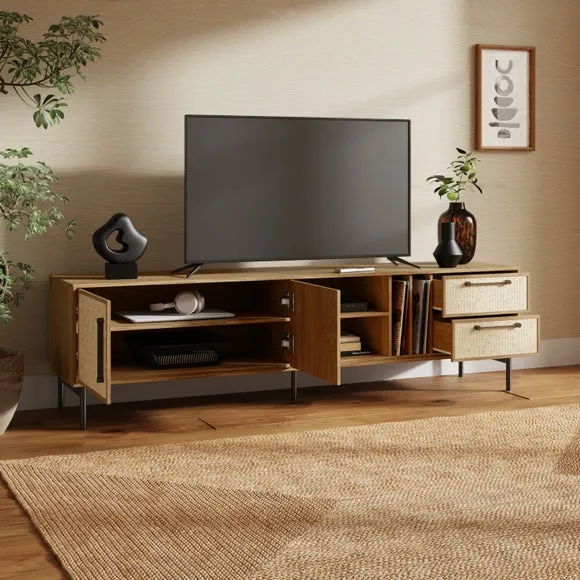 Extra Wide TV Unit with Storage - Oak, Wood