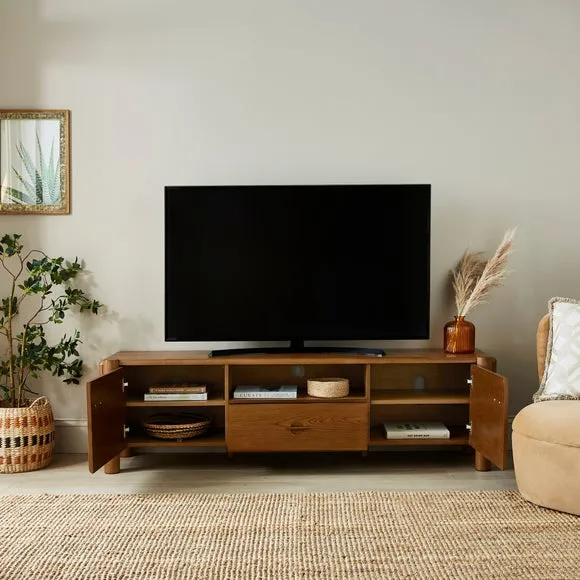 Extra Wide TV Unit with Storage - Oak, Wood