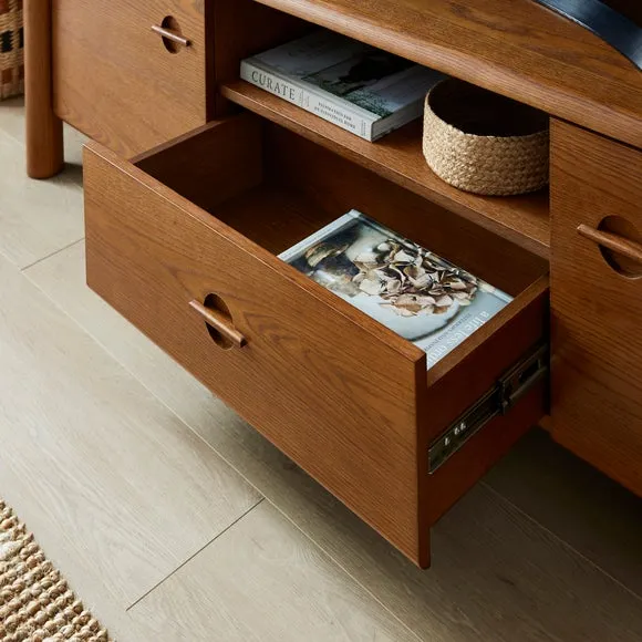Extra Wide TV Unit with Storage - Oak, Wood