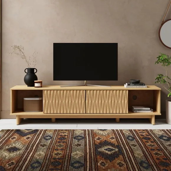 Extra Wide TV Unit with Storage - Oak, Wood