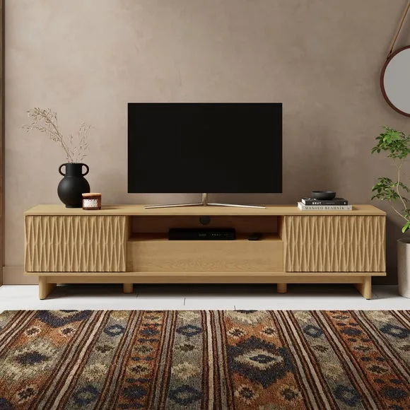 Extra Wide TV Unit with Storage - Oak, Wood image