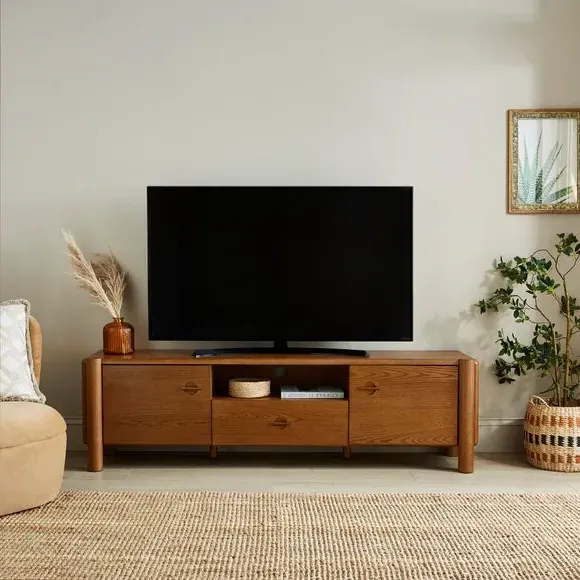 Extra Wide TV Unit with Storage - Oak, Wood image