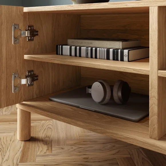 Extra Wide TV Unit with Storage - Oak, Wood