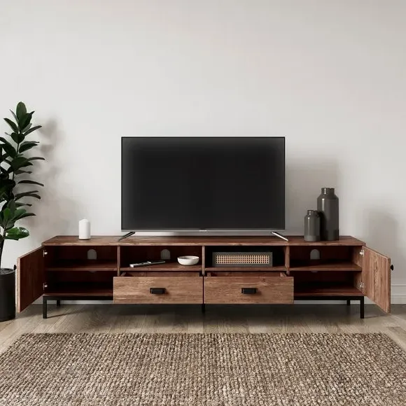 Extra Wide TV Unit with Storage - Pine