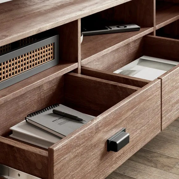 Extra Wide TV Unit with Storage - Pine
