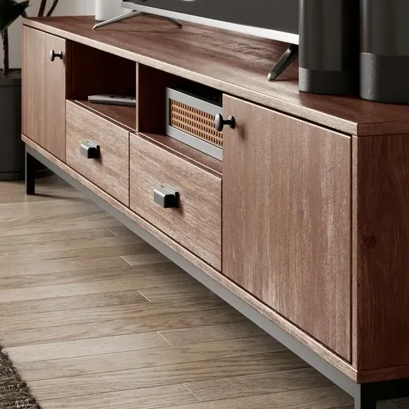 Extra Wide TV Unit with Storage - Pine