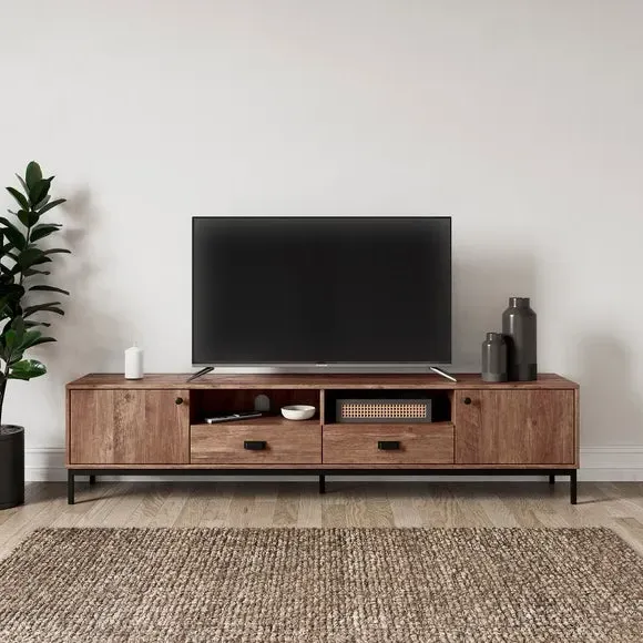 Extra Wide TV Unit with Storage - Pine image