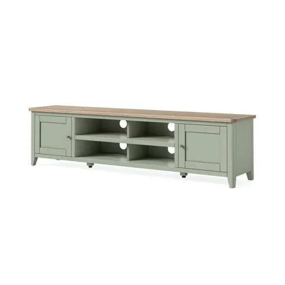 Extra Wide TV Unit with Storage - Sage, Wood
