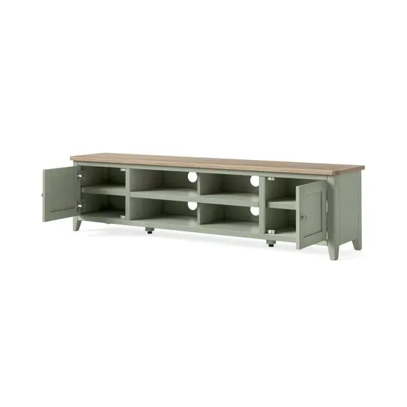 Extra Wide TV Unit with Storage - Sage, Wood