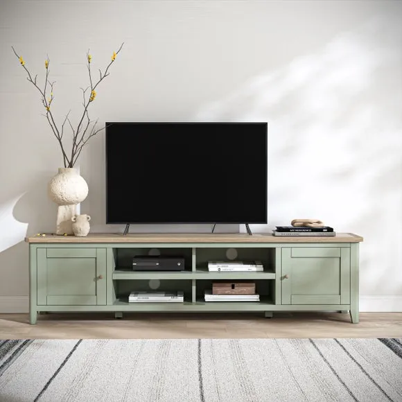Extra Wide TV Unit with Storage - Sage, Wood