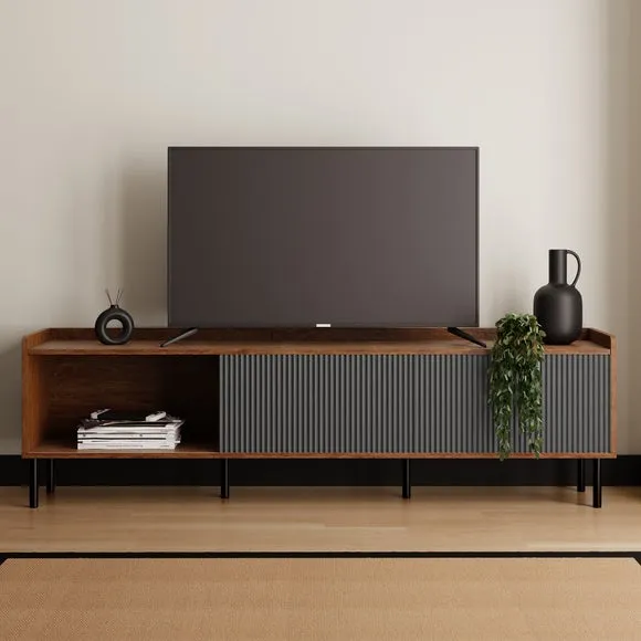 Extra Wide TV Unit with Storage - Walnut