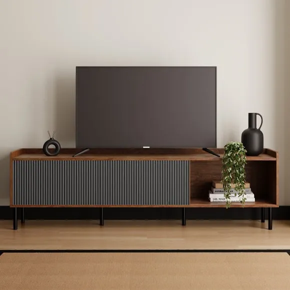 Extra Wide TV Unit with Storage - Walnut