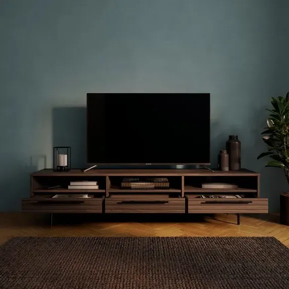 Extra Wide TV Unit with Storage - Walnut