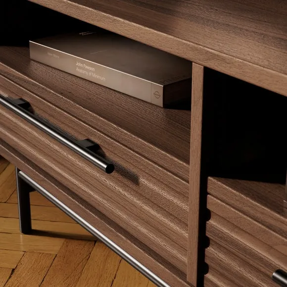 Extra Wide TV Unit with Storage - Walnut