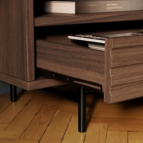 Extra Wide TV Unit with Storage - Walnut