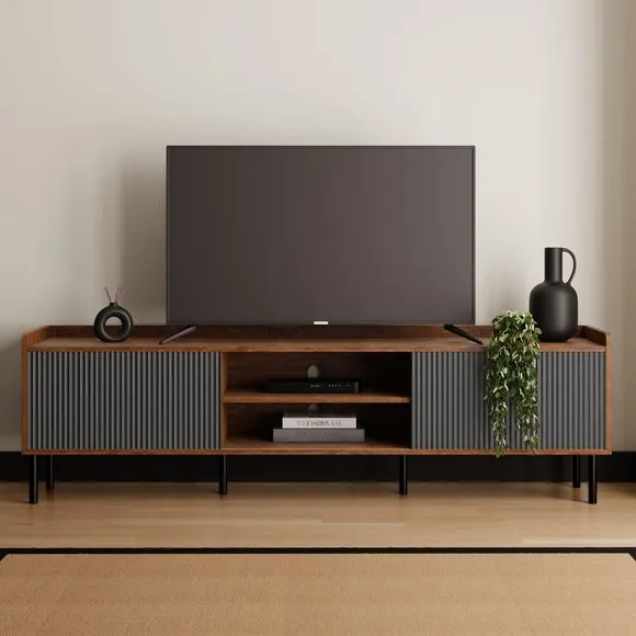 Extra Wide TV Unit with Storage - Walnut
