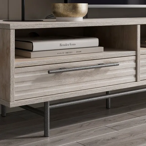 Extra Wide TV Unit with Storage - Whitewashed