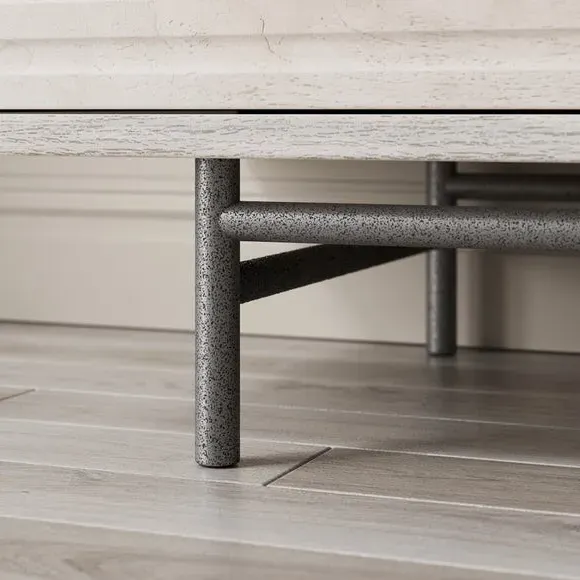 Extra Wide TV Unit with Storage - Whitewashed