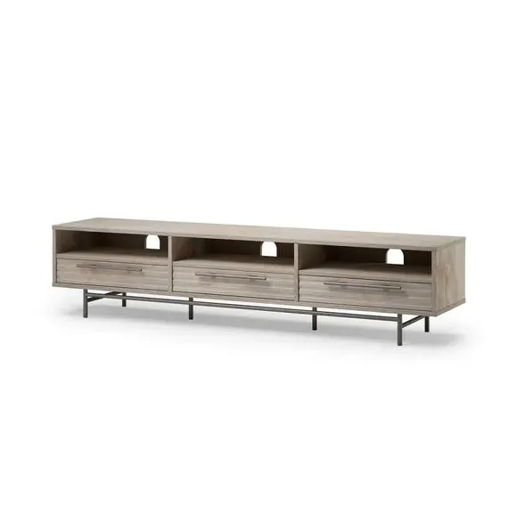 Extra Wide TV Unit with Storage - Whitewashed