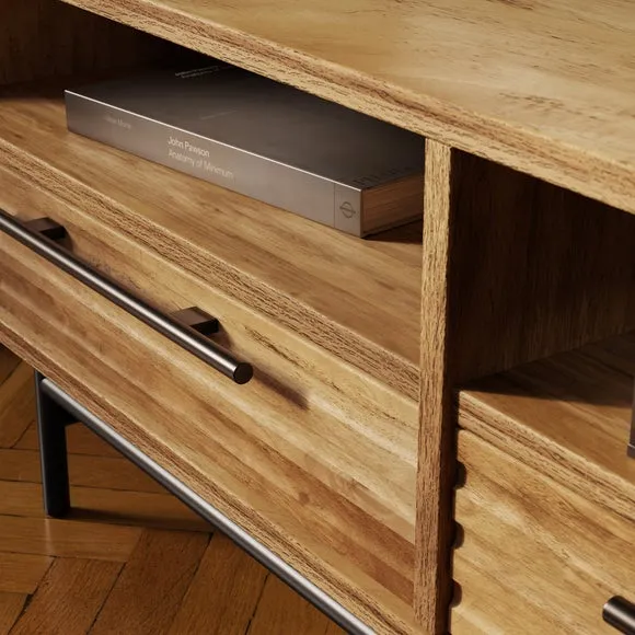 Extra Wide TV Unit with Storage - Wood Effect