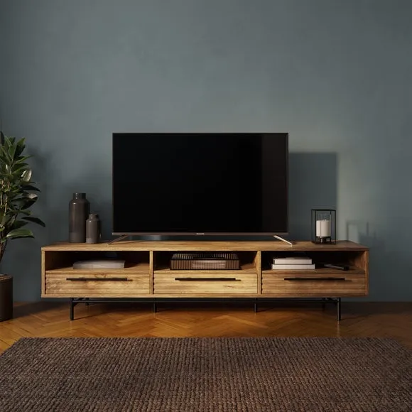 Extra Wide TV Unit with Storage - Wood Effect