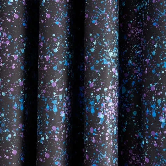 Eyelet Blackout Curtains - Black, Paint Splatter