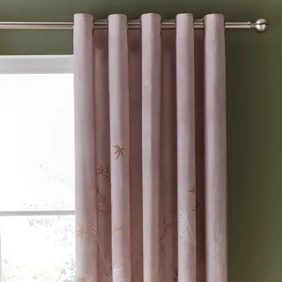 Eyelet Blackout Curtains - Blush, Polycotton image