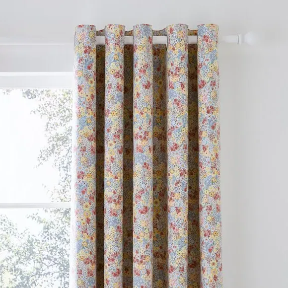 Eyelet Blackout Curtains Ditsy Print - Natural image