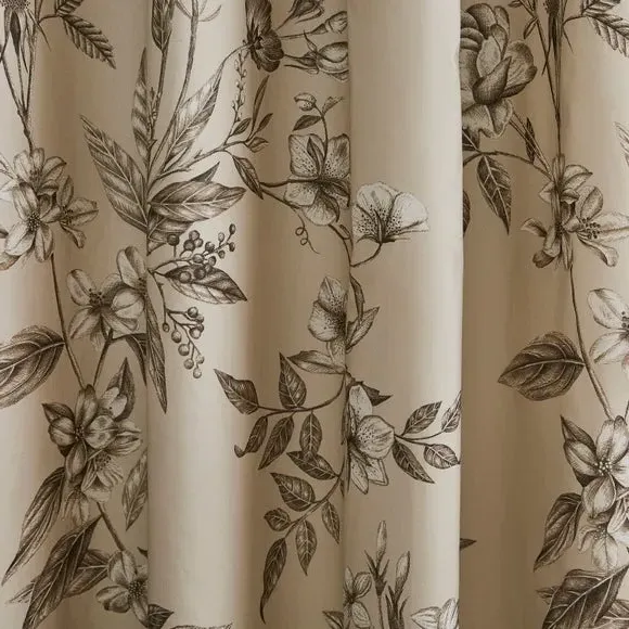 Eyelet Blackout Curtains Floral - Natural, Cotton