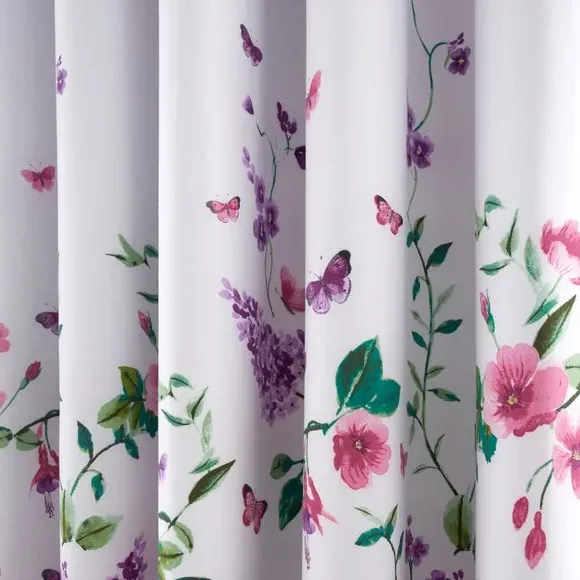 Eyelet Blackout Curtains Floral - Purple, Cotton