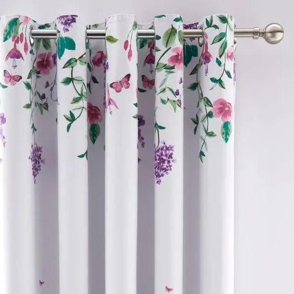 Eyelet Blackout Curtains Floral - Purple, Cotton image